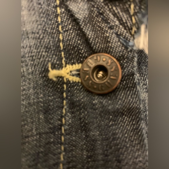 🆕Guess Jeans Size S Denim Blazer Short Puff Sleeve - Picture 4 of 7